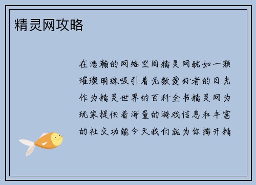 精灵网攻略